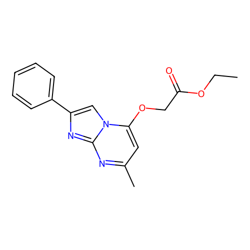 Ethyl 2-[(7-methyl-2-phenylimidazo[1,2-a]pyrimidin-5-yl)oxy]acetate structure