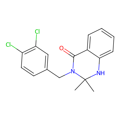 3-(3,4-dichlorobenzyl)-2,2-dimethyl-2,3-dihydro-4(1H)-quinazolinone structure