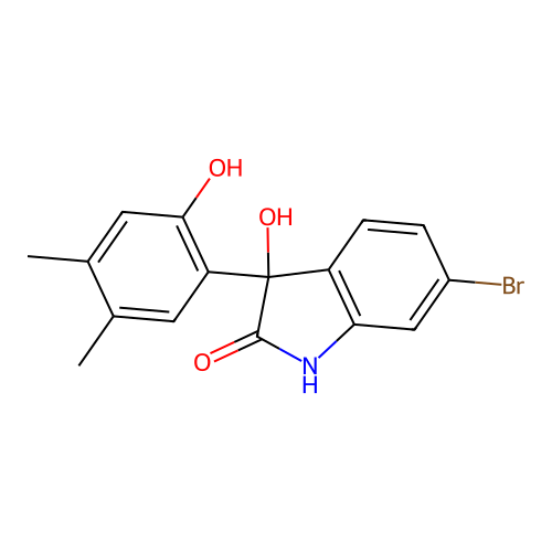 6-bromo-3-hydroxy-3-(2-hydroxy-4,5-dimethylphenyl)-1,3-dihydro-2H-indol-2-one structure
