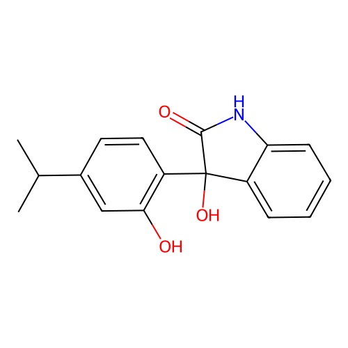 3-hydroxy-3-(2-hydroxy-4-isopropylphenyl)-1,3-dihydro-2H-indol-2-one structure