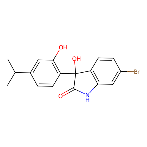 6-bromo-3-hydroxy-3-(2-hydroxy-4-isopropylphenyl)-1,3-dihydro-2H-indol-2-one structure