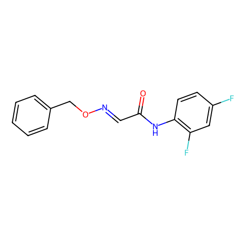 N-(2,4-difluorophenyl)-2-phenylmethoxyiminoacetamide structure