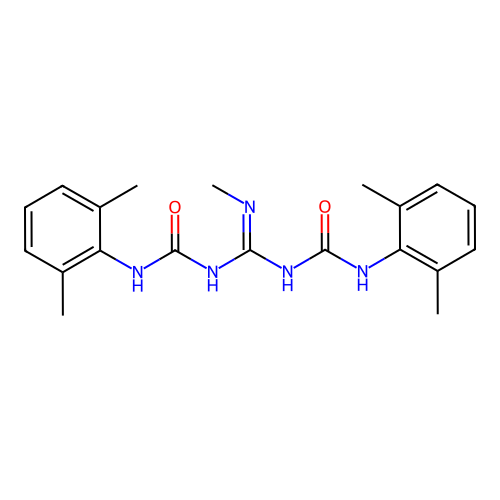 N'-[(E)-{[(2,6-dimethylanilino)carbonyl]amino}(methylamino)methylidene]-N-(2,6-dimethylphenyl)urea structure
