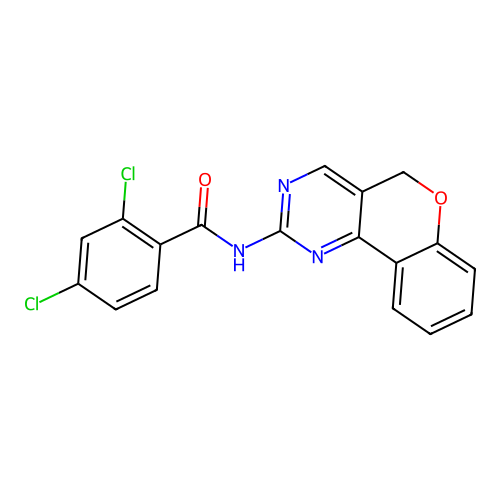 2,4-dichloro-N-(5H-chromeno[4,3-d]pyrimidin-2-yl)benzenecarboxamide structure