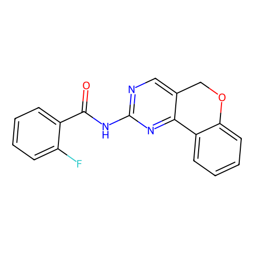 N-{5H-chromeno[4,3-d]pyrimidin-2-yl}-2-fluorobenzamide structure