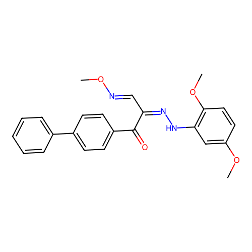 2-[(2,5-dimethoxyphenyl)hydrazinylidene]-3-methoxyimino-1-(4-phenylphenyl)propan-1-one structure