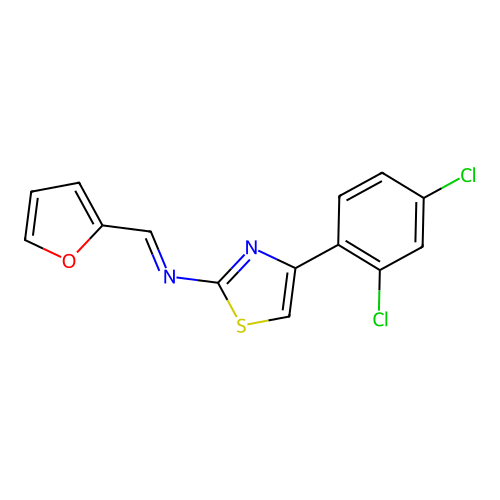 N-[4-(2,4-dichlorophenyl)-1,3-thiazol-2-yl]-1-(furan-2-yl)methanimine structure
