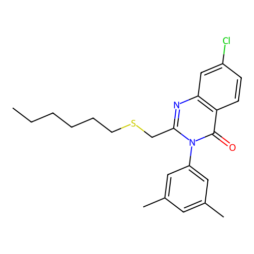 7-Chloro-3-(3,5-dimethylphenyl)-2-(hexylsulfanylmethyl)quinazolin-4-one structure