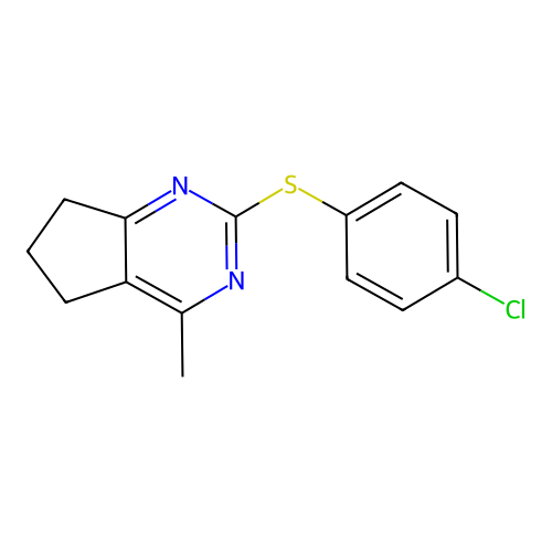 4-chlorophenyl 4-methyl-6,7-dihydro-5H-cyclopenta[d]pyrimidin-2-yl sulfide structure