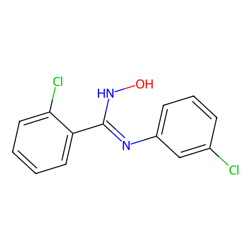 2-chloro-N-(3-chlorophenyl)-N'-hydroxybenzenecarboximidamide structure