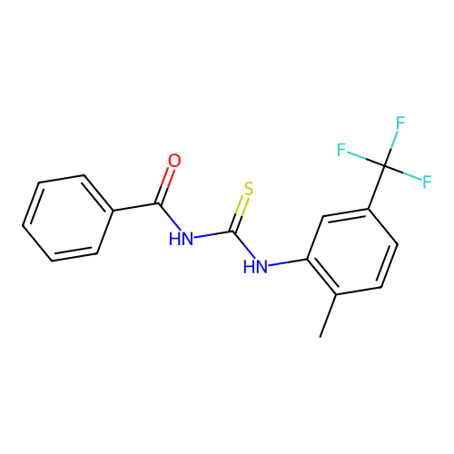 N-benzoyl-N'-[2-methyl-5-(trifluoromethyl)phenyl]thiourea structure