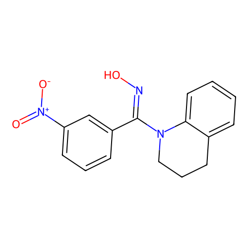 N-[3,4-dihydro-2H-quinolin-1-yl-(3-nitrophenyl)methylidene]hydroxylamine structure