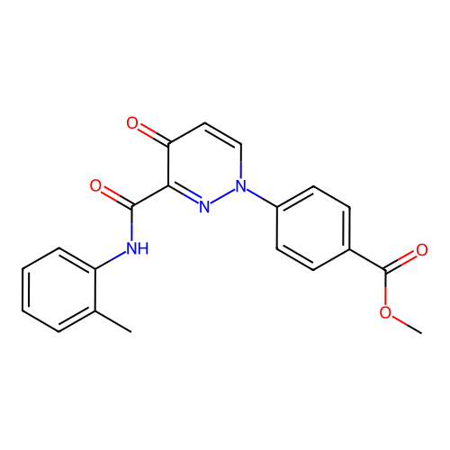 methyl 4-[4-oxo-3-(2-toluidinocarbonyl)-1(4H)-pyridazinyl]benzenecarboxylate structure