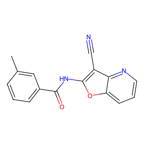 N-(3-cyanofuro[3,2-b]pyridin-2-yl)-3-methylbenzenecarboxamide structure