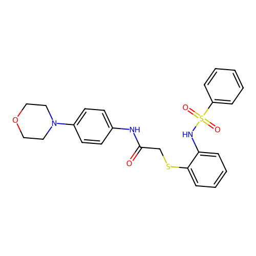 N-(4-morpholinophenyl)-2-({2-[(phenylsulfonyl)amino]phenyl}sulfanyl)acetamide structure