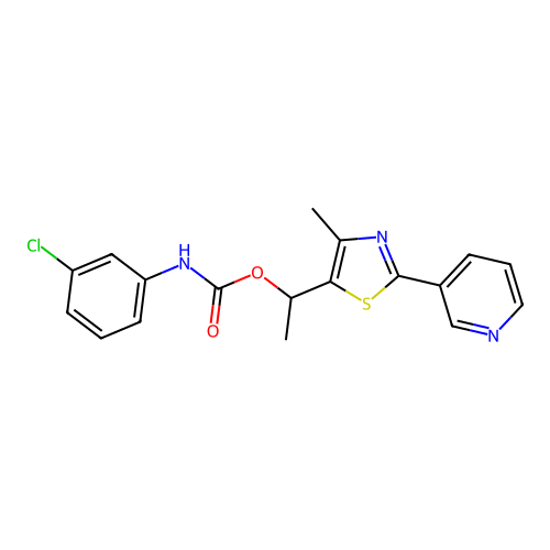 1-[4-methyl-2-(3-pyridinyl)-1,3-thiazol-5-yl]ethyl N-(3-chlorophenyl)carbamate structure