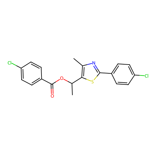 1-[2-(4-Chlorophenyl)-4-methyl-1,3-thiazol-5-yl]ethyl 4-chlorobenzenecarboxylate structure