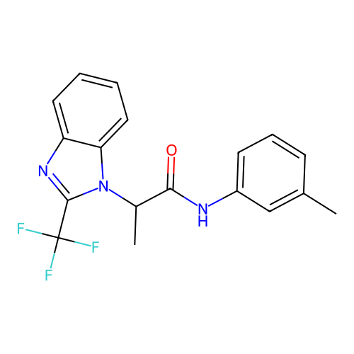 N-(3-methylphenyl)-2-[2-(trifluoromethyl)-1H-1,3-benzimidazol-1-yl]propanamide structure
