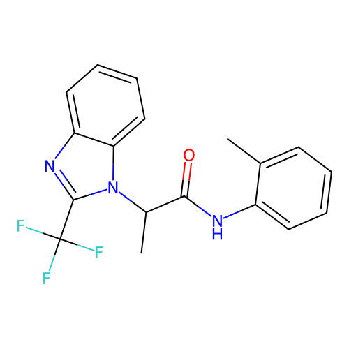 N-(2-methylphenyl)-2-[2-(trifluoromethyl)-1H-1,3-benzimidazol-1-yl]propanamide structure