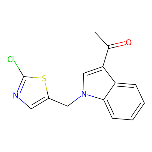 1-{1-[(2-chloro-1,3-thiazol-5-yl)methyl]-1H-indol-3-yl}-1-ethanone structure