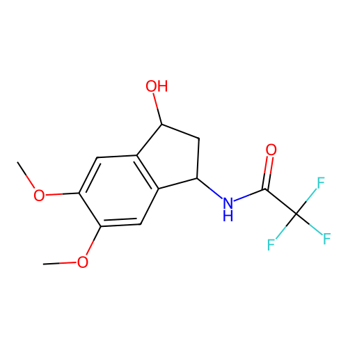 2,2,2-trifluoro-N-(3-hydroxy-5,6-dimethoxy-2,3-dihydro-1H-inden-1-yl)acetamide structure