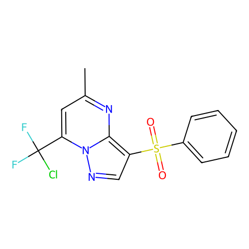 7-[Chloro(difluoro)methyl]-5-methyl-3-(phenylsulfonyl)pyrazolo[1,5-A]pyrimidine structure