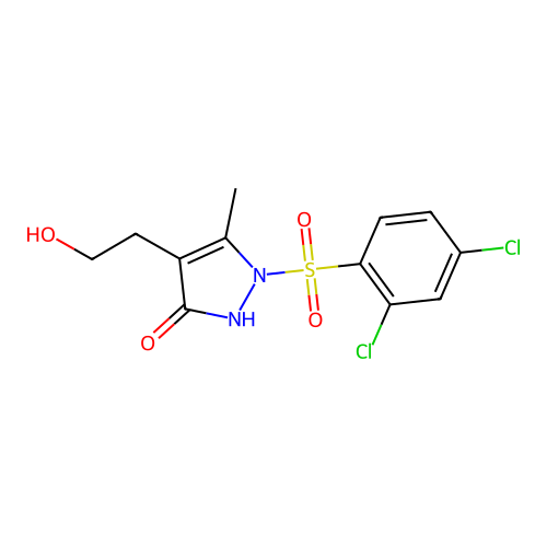 1-[(2,4-dichlorophenyl)sulfonyl]-4-(2-hydroxyethyl)-5-methyl-1,2-dihydro-3H-pyrazol-3-one structure