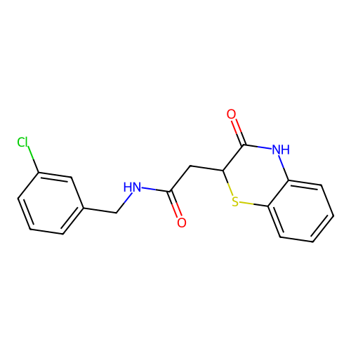 N-(3-chlorobenzyl)-2-(3-oxo-3,4-dihydro-2H-1,4-benzothiazin-2-yl)acetamide structure