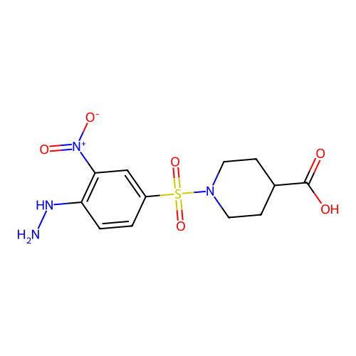 1-[(4-Hydrazino-3-nitrophenyl)sulfonyl]-4-piperidinecarboxylic acid structure