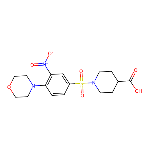1-[(4-Morpholino-3-nitrophenyl)sulfonyl]-4-piperidinecarboxylic acid structure