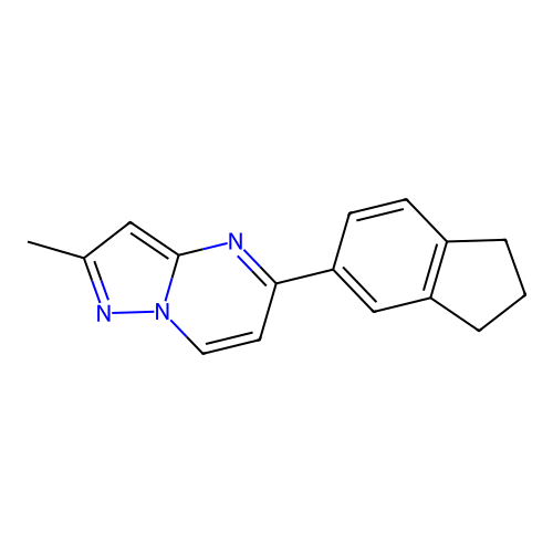 5-(2,3-dihydro-1H-inden-5-yl)-2-methylpyrazolo[1,5-a]pyrimidine structure