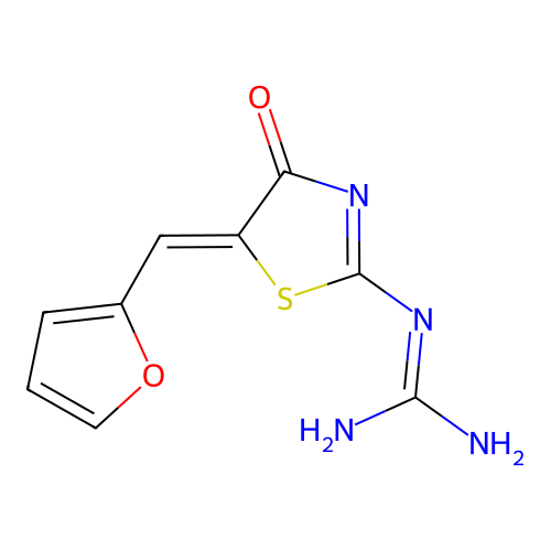 2-[5-(Furan-2-ylmethylidene)-4-oxo-1,3-thiazol-2-yl]guanidine structure