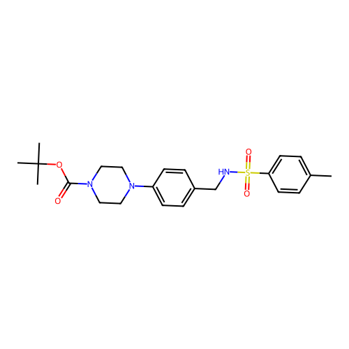 tert-butyl 4-[4-({[(4-methylphenyl)sulfonyl]amino}methyl)phenyl]tetrahydro-1(2H)-pyrazinecarboxylate structure