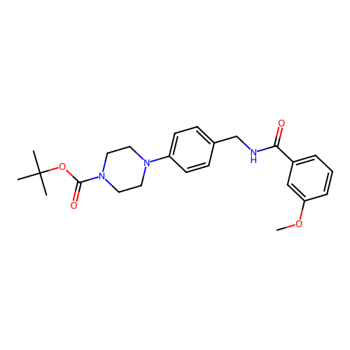 tert-butyl 4-(4-{[(3-methoxybenzoyl)amino]methyl}phenyl)tetrahydro-1(2H)-pyrazinecarboxylate structure