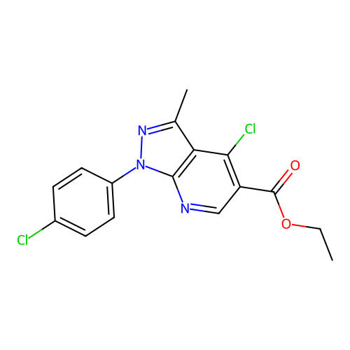 ethyl 4-chloro-1-(4-chlorophenyl)-3-methyl-1H-pyrazolo[3,4-b]pyridine-5-carboxylate structure