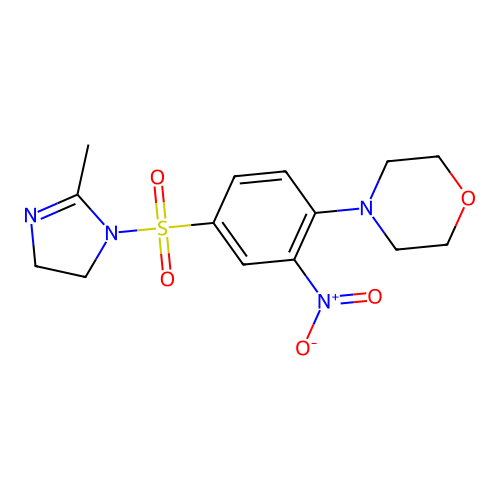 4-{4-[(2-methyl-4,5-dihydro-1H-imidazol-1-yl)sulfonyl]-2-nitrophenyl}morpholine structure