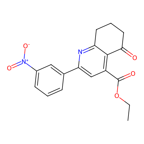 Ethyl 2-(3-nitrophenyl)-5-oxo-5,6,7,8-tetrahydro-4-quinolinecarboxylate structure