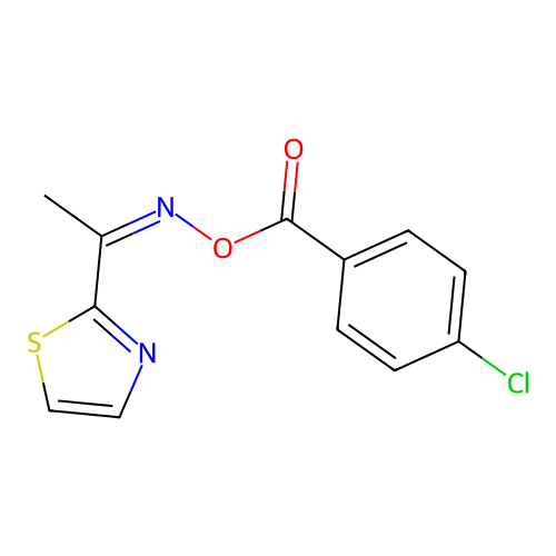 4-Chlorobenzoic acid [1-(2-thiazolyl)ethylideneamino] ester structure
