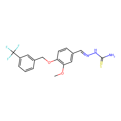 2-[(E)-(3-methoxy-4-{[3-(trifluoromethyl)benzyl]oxy}phenyl)methylidene]-1-hydrazinecarbothioamide structure