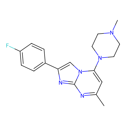 2-(4-Fluorophenyl)-7-methyl-5-(4-methylpiperazino)imidazo[1,2-a]pyrimidine structure