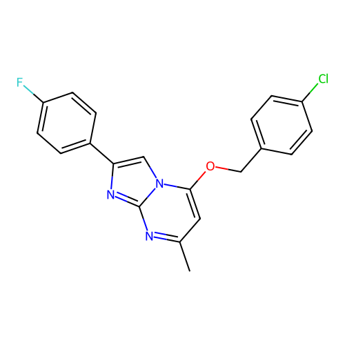5-[(4-Chlorophenyl)methoxy]-2-(4-fluorophenyl)-7-methylimidazo[1,2-a]pyrimidine structure