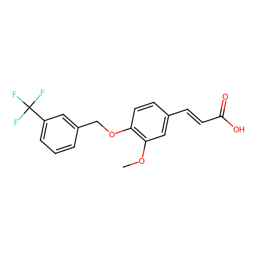 3-[3-Methoxy-4-[[3-(trifluoromethyl)phenyl]methoxy]phenyl]prop-2-enoic acid structure