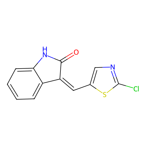 3-[(2-Chlorothiazol-5-yl)methylene]indolin-2-one structure