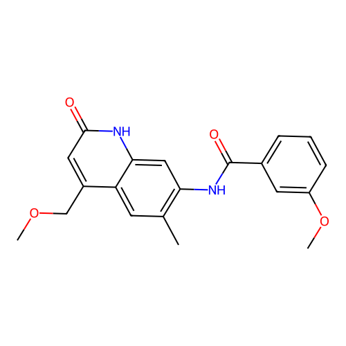 3-methoxy-N-[4-(methoxymethyl)-6-methyl-2-oxo-1,2-dihydro-7-quinolinyl]benzenecarboxamide structure