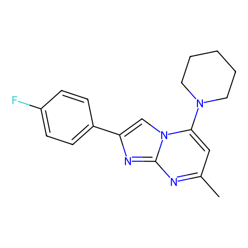 2-(4-Fluorophenyl)-7-methyl-5-piperidinoimidazo[1,2-a]pyrimidine structure