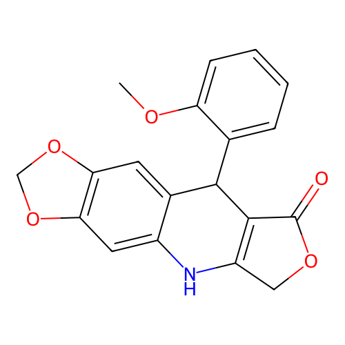 9-(2-methoxyphenyl)-6,9-dihydro[1,3]dioxolo[4,5-g]furo[3,4-b]quinolin-8(5H)-one structure