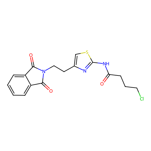 4-chloro-N-[4-[2-(1,3-dioxoisoindol-2-yl)ethyl]-1,3-thiazol-2-yl]butanamide structure