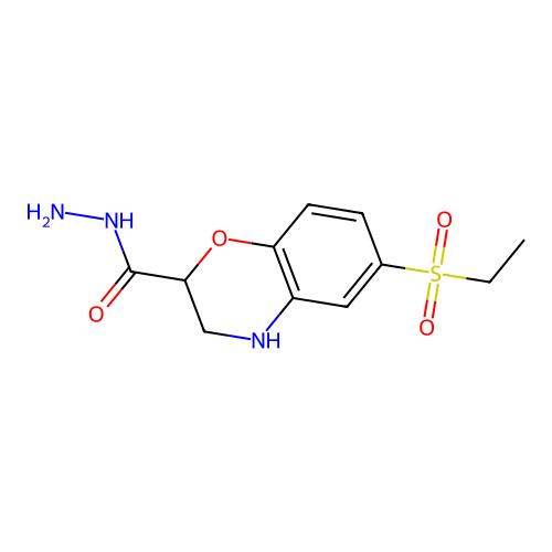 6-(ethylsulfonyl)-3,4-dihydro-2H-1,4-benzoxazine-2-carbohydrazide structure