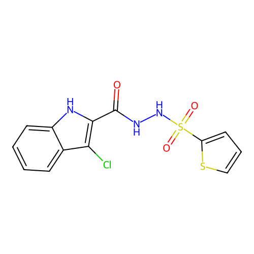 N'-[(3-chloro-1H-indol-2-yl)carbonyl]-2-thiophenesulfonohydrazide structure