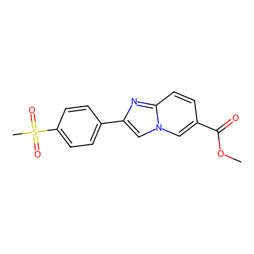 Methyl 2-[4-(methylsulfonyl)phenyl]imidazo[1,2-a]pyridine-6-carboxylate structure